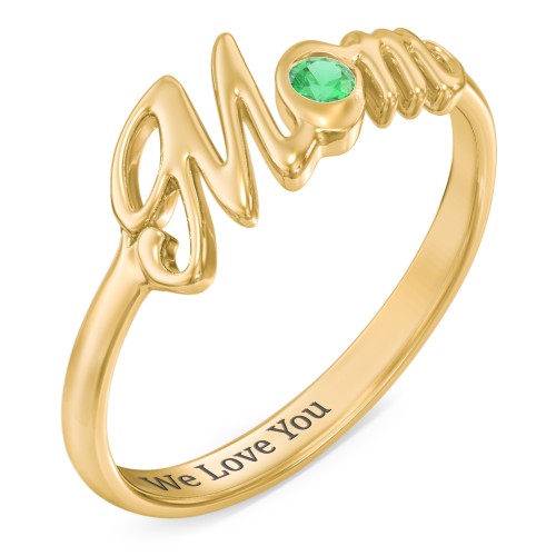 All About Mom Birthstone Ring – 10K Yellow Gold with Emerald