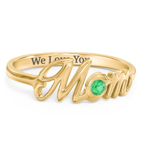 All About Mom Birthstone Ring – 10K Yellow Gold with Emerald