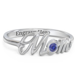 All About Mom Birthstone Ring in 925 Sterling Silver with Blue Sapphire