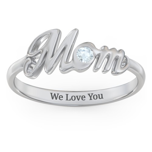 All About Mom Birthstone Ring – Sterling Silver with Aquamarine
