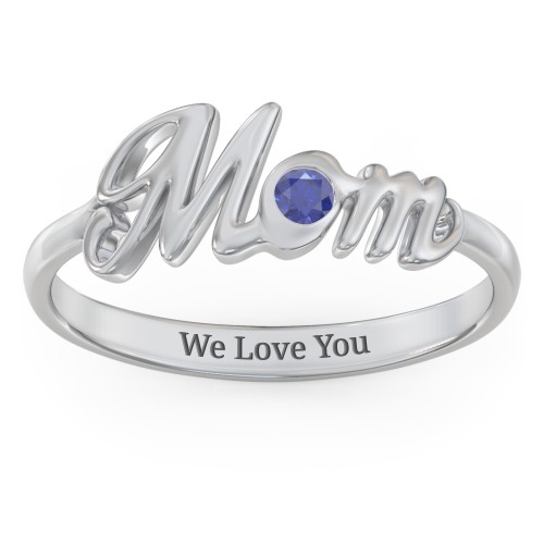 All About Mom Birthstone Ring – Sterling Silver with Blue Sapphire