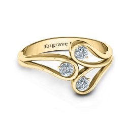 Eternal Elegance Three-Stone Ring in 10K Solid Yellow Gold with Cubic Zirconia
