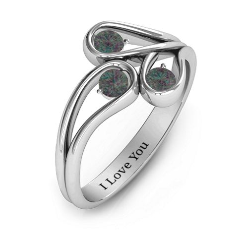 Eternal Elegance Three-Stone Ring – Sterling Silver with Alexandrite
