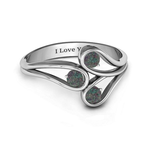 Eternal Elegance Three-Stone Ring – Sterling Silver with Alexandrite