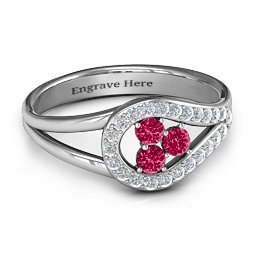 Illuminating Accents Ring in 925 Sterling Silver with Ruby