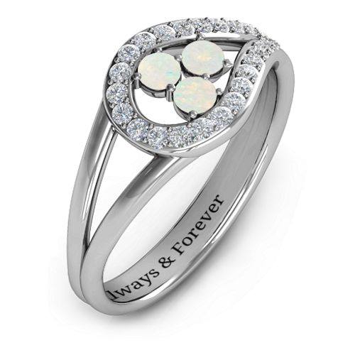 Illuminating Accents Ring – Sterling Silver with Opal and Cubic Zirconia