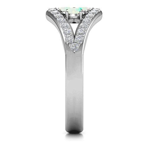 Illuminating Accents Ring – Sterling Silver with Opal and Cubic Zirconia