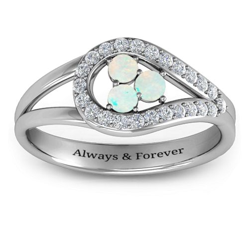 Illuminating Accents Ring – Sterling Silver with Opal and Cubic Zirconia