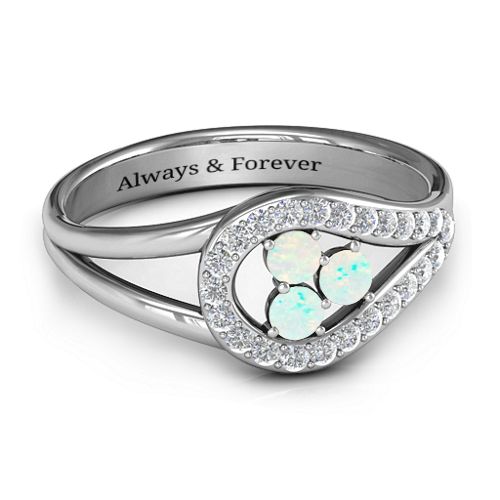 Illuminating Accents Ring – Sterling Silver with Opal and Cubic Zirconia