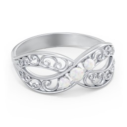 3 Stone Filigree Infinity Ring