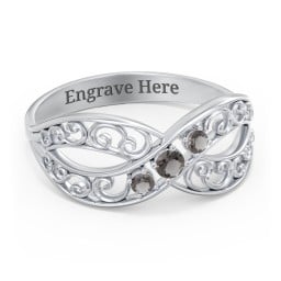 3 Stone Filigree Infinity Ring