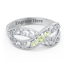 3 Stone Filigree Infinity Ring