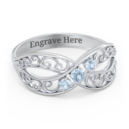 3 Stone Filigree Infinity Ring