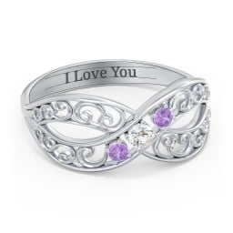 3 Stone Filigree Infinity Ring