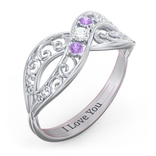 3 Stone Filigree Infinity Ring