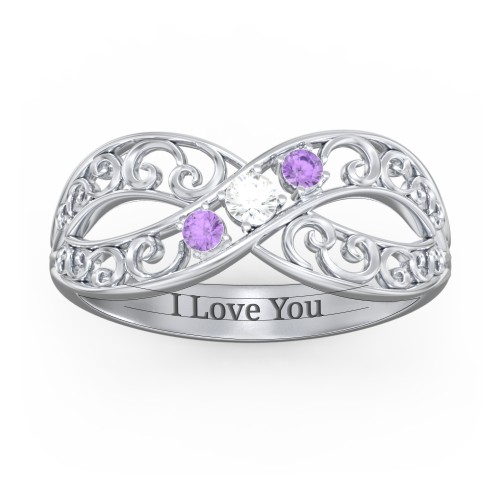3 Stone Filigree Infinity Ring
