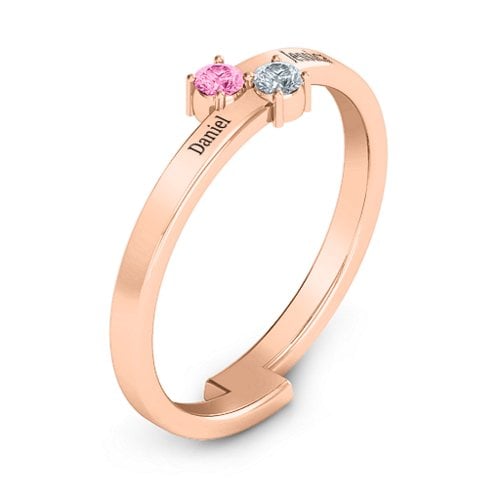 Diagonal Dazzle Ring With 2-3 Gemstones