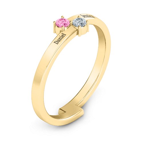 Diagonal Dazzle Ring With 2-3 Gemstones