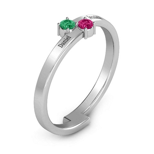 Diagonal Dazzle Ring With 2-3 Gemstones