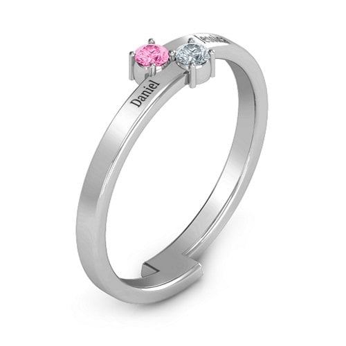 Diagonal Dazzle Ring With 2-3 Gemstones