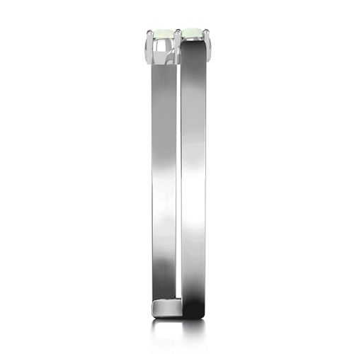 Diagonal Dazzle Ring With 2-3 Gemstones – Sterling Silver with Opal