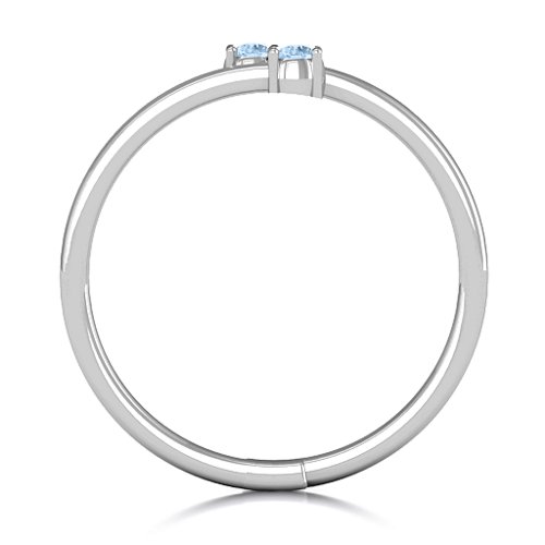 Diagonal Dazzle Ring With 2-3 Gemstones – Sterling Silver with Aquamarine