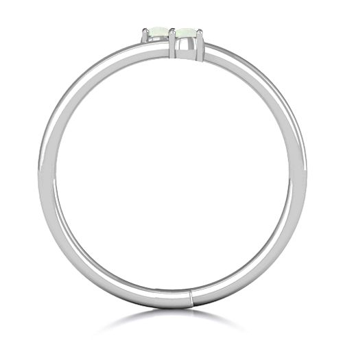 Diagonal Dazzle Ring With 2-3 Gemstones – Sterling Silver with Opal