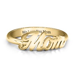 All About Mom Name Ring in 10K Solid Yellow Gold