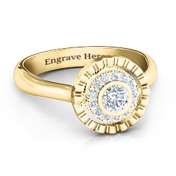 Fancy Halo Flip Ring in 10K Solid Yellow Gold