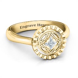 Fancy Halo Flip Ring in 10K Solid Yellow Gold