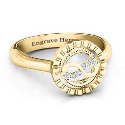 Fancy Halo Flip Ring in 10K Solid Yellow Gold