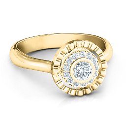 Fancy Halo Flip Ring in 10K Solid Yellow Gold