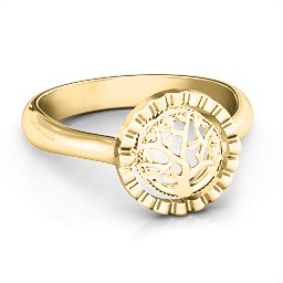 Fancy Halo Flip Ring in 10K Solid Yellow Gold
