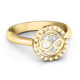 Fancy Halo Flip Ring in 10K Solid Yellow Gold