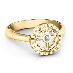 Fancy Halo Flip Ring in 10K Solid Yellow Gold