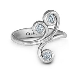 Whimsical Waves 3-Stone Ring in 925 Sterling Silver with Cubic Zirconia