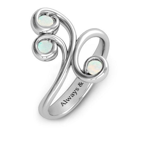 Whimsical Waves 3-Stone Ring – Sterling Silver with Opal
