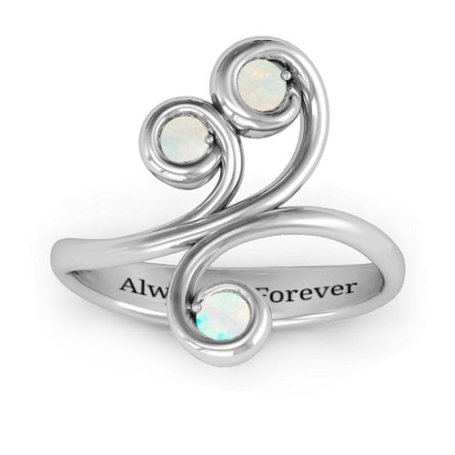 Whimsical Waves 3-Stone Ring – Sterling Silver with Opal