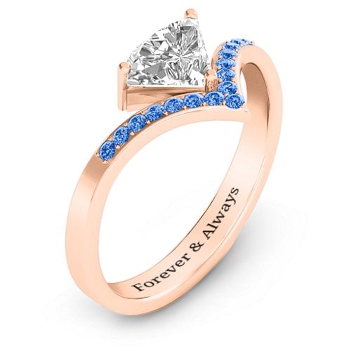 Modern Magic Ring – 10K Rose Gold with White Premium Zirconia and Fancy Blue Premium Zirconia