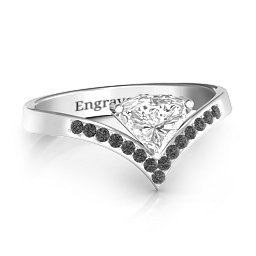 Modern Magic Ring in 925 Sterling Silver with White Premium Zirconia and Black Premium Zirconia