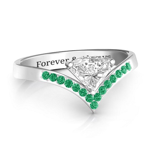 Modern Magic Ring – Sterling Silver with White Premium Zirconia and Green Premium Zirconia