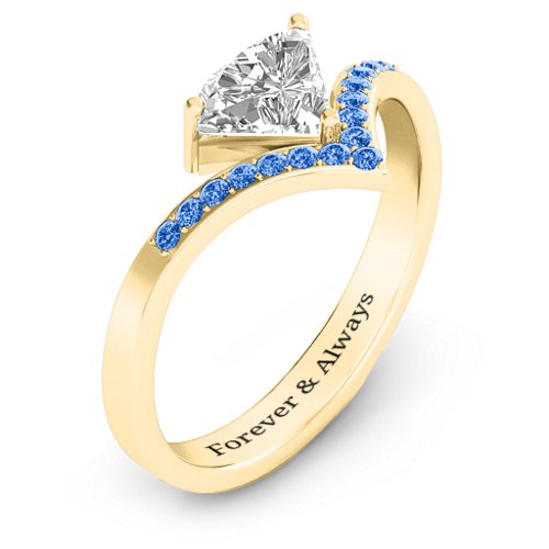 Modern Magic Ring – 10K Yellow Gold with White Premium Zirconia and Fancy Blue Premium Zirconia