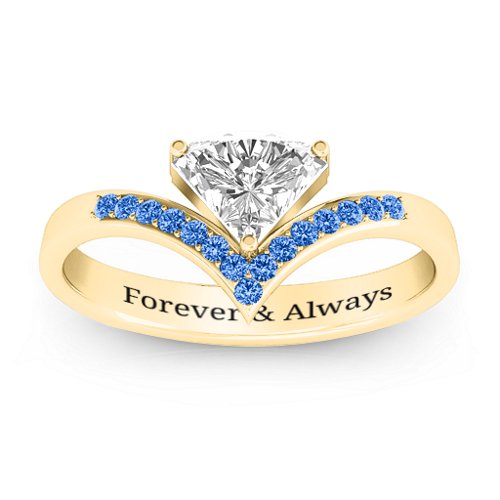 Modern Magic Ring – 10K Yellow Gold with White Premium Zirconia and Fancy Blue Premium Zirconia