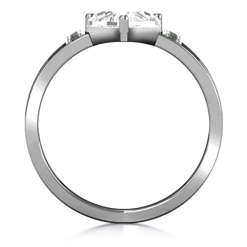 Contemporary Cutout Ring With Accents – Sterling Silver with White Premium Zirconia and Alexandrite