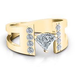 Contemporary Cutout Ring With Accents in 10K Solid Yellow Gold