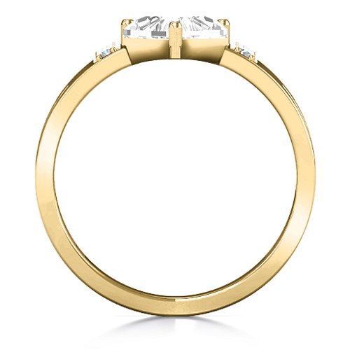 Contemporary Cutout Ring With Accents – 10K Yellow Gold with White Premium Zirconia and Cubic Zirconia