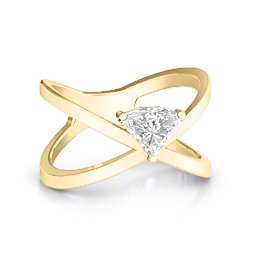 Statement Of Style Crossover Ring in 10K Solid Yellow Gold with White Premium Zirconia