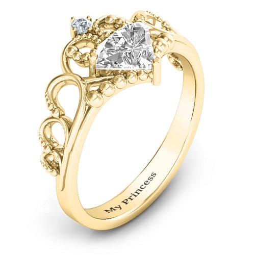 Dreams Do Come True Tiara Ring – 10K Yellow Gold with White Premium Zirconia and Cubic Zirconia