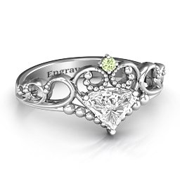Dreams Do Come True Tiara Ring in 925 Sterling Silver with White Premium Zirconia and Peridot