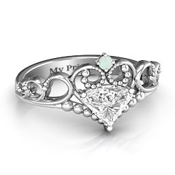 Dreams Do Come True Tiara Ring in 925 Sterling Silver with White Premium Zirconia and Opal